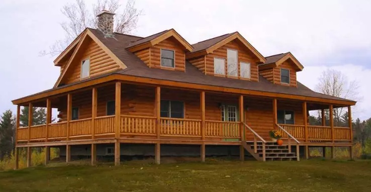 Large Ledgewood Log House With A Huge, Log Cabin With Wrap Around Porch